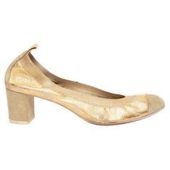 Chanel Women's Gold Stretch Pumps