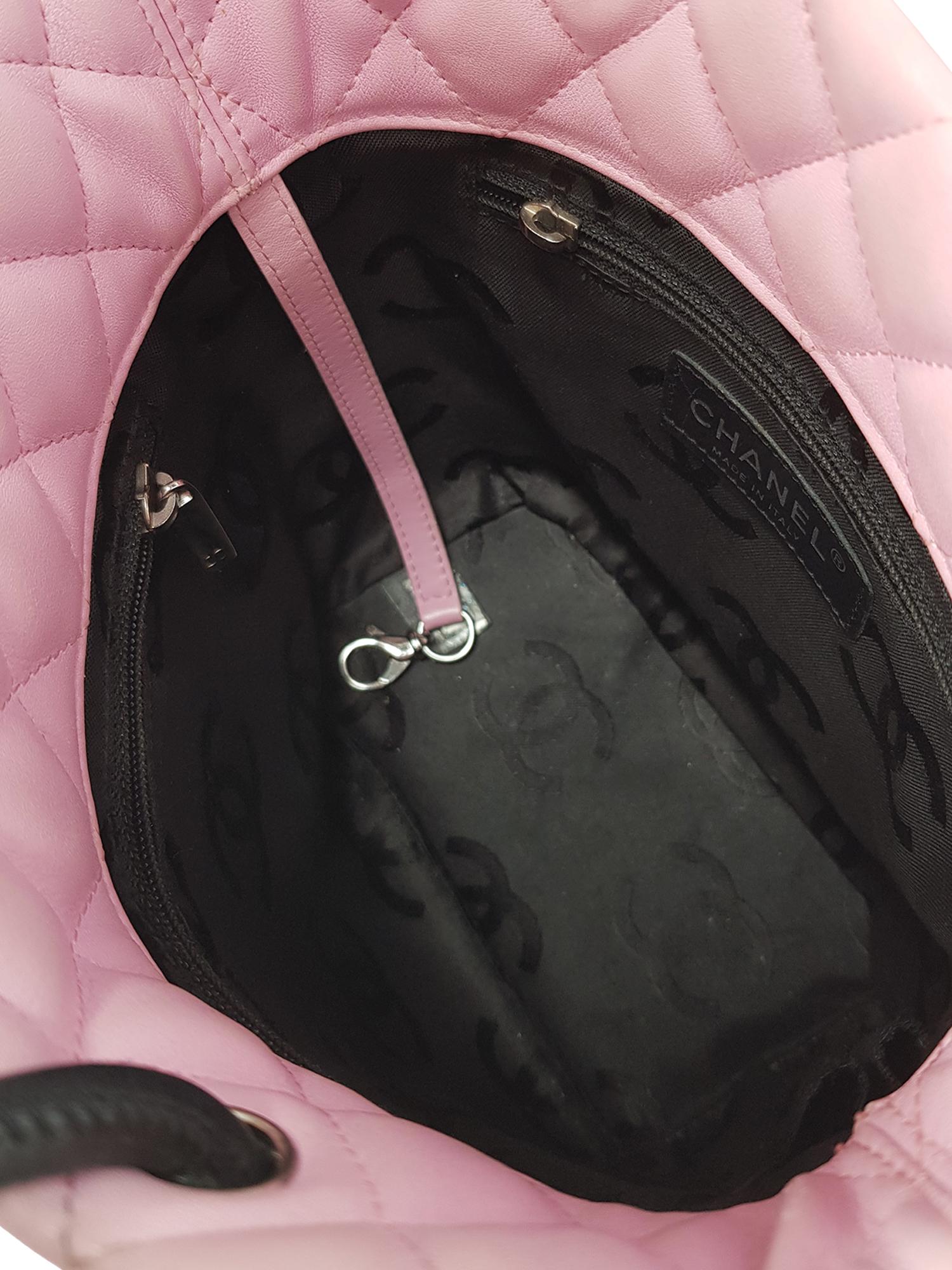 Chanel Women's Handbag Cambon Pink/Black Leather  2