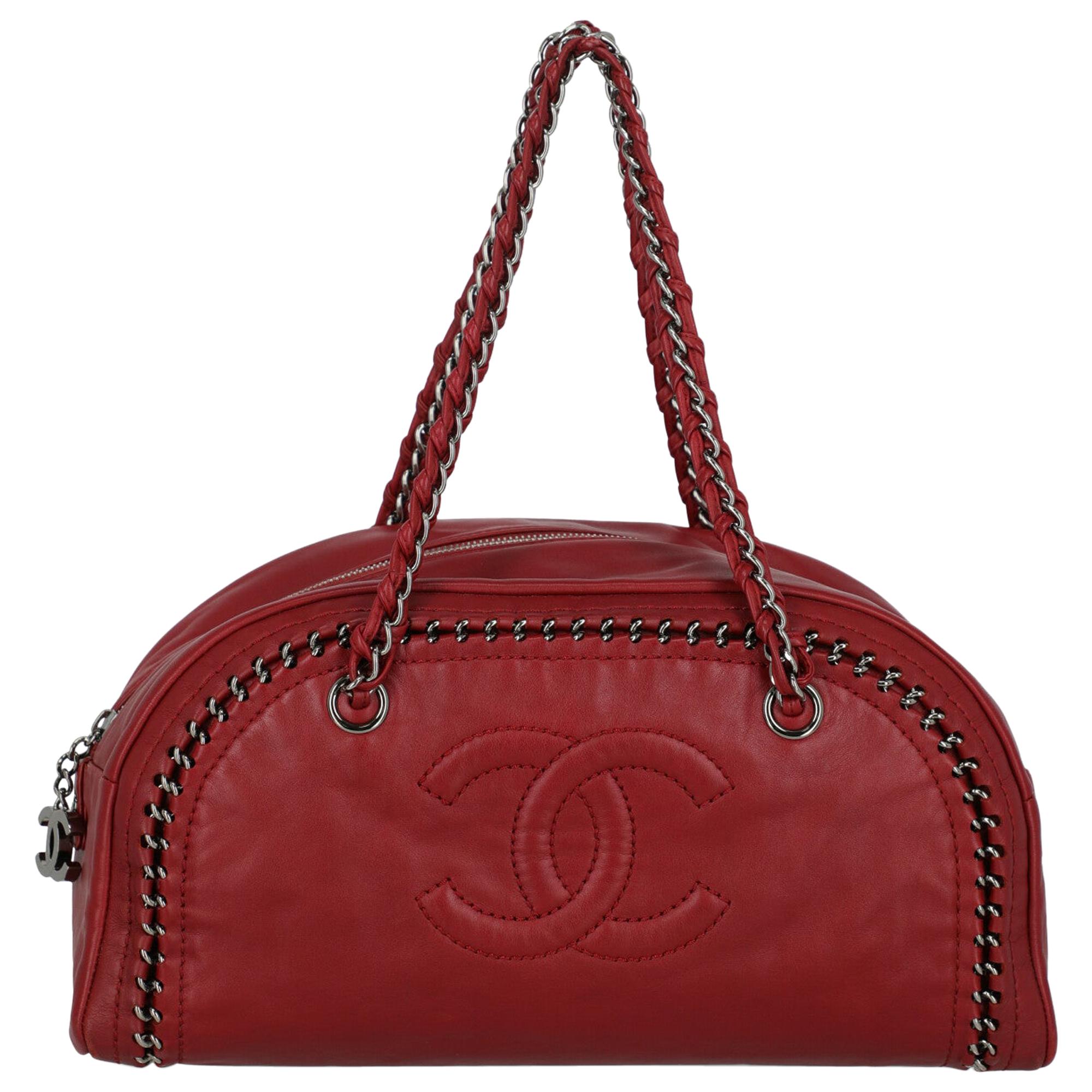 Chanel Women's Handbag Red Leather For Sale
