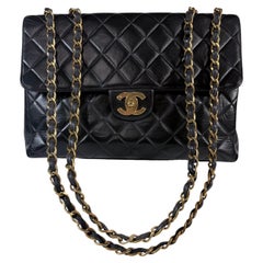 Chanel Women's Jumbo Bag Circa 1996 Vintage Black Lambskin