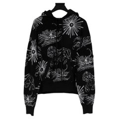 Chanel Womens Lion Sea CC Logo Hoodie Size 40 Large Black White Pullover Jacket