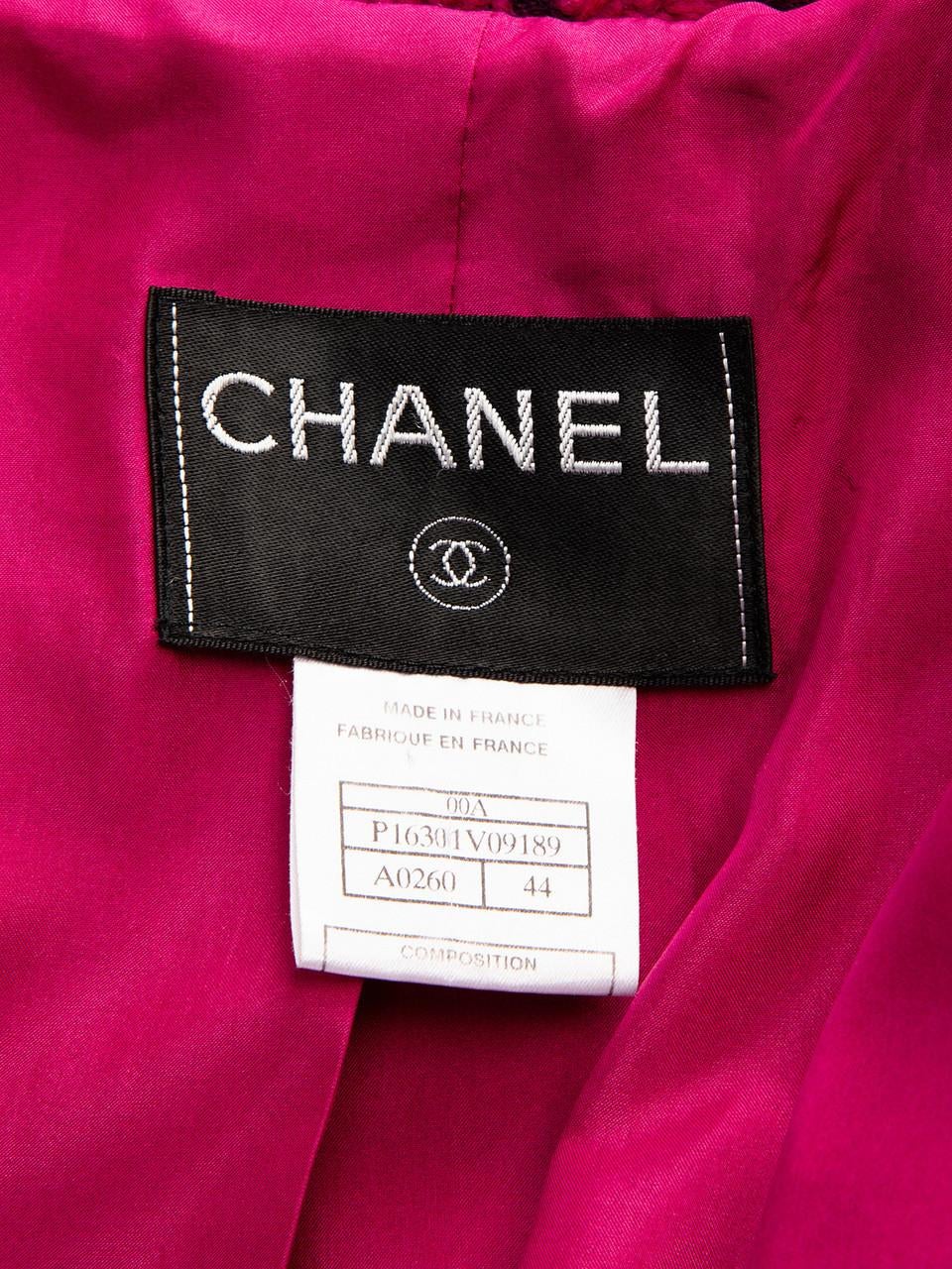 Chanel Women's Magenta Wool Gingham Long Coat 2