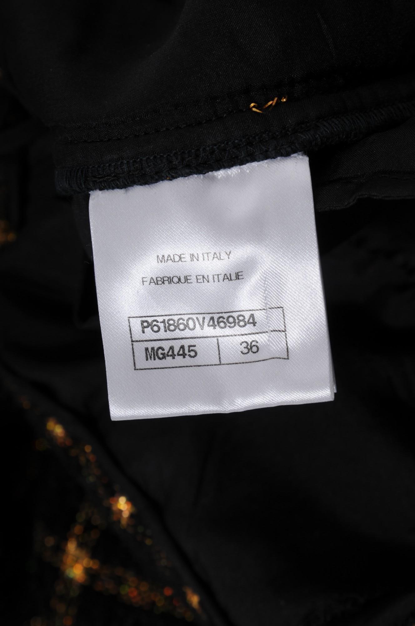 Chanel Womens Métiers d'Art 2019 Pantalon Size FR 36 Black Gold Tweed CC Logo en vente 5