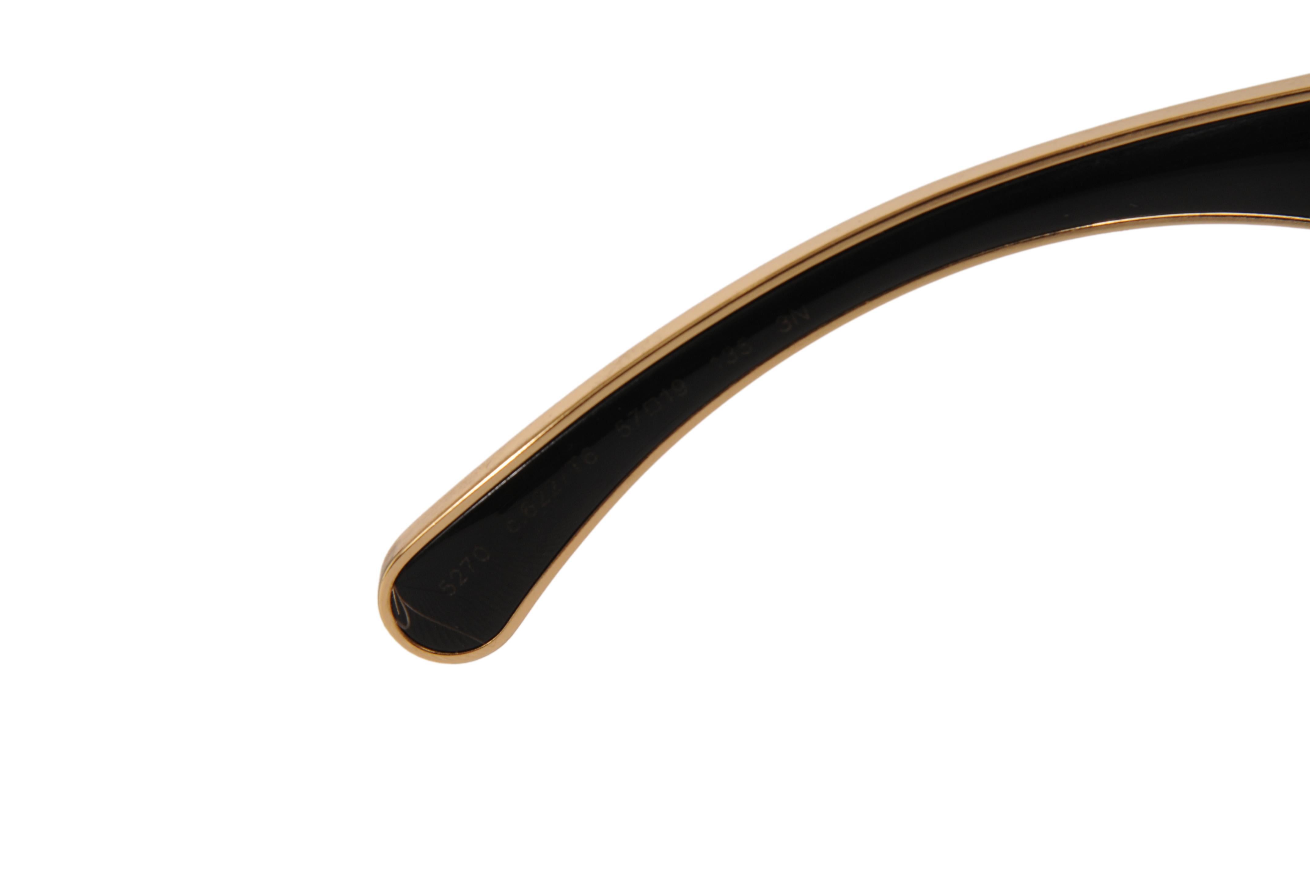 Occhiali da sole Chanel Donna Logo CC Specchiato 5270 Nero Oro Oro Rotondo Ovale in vendita 3