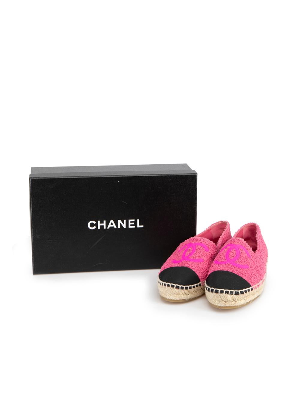 Chanel Women's Pink Textured CC Cap Toe Espadrilles 2