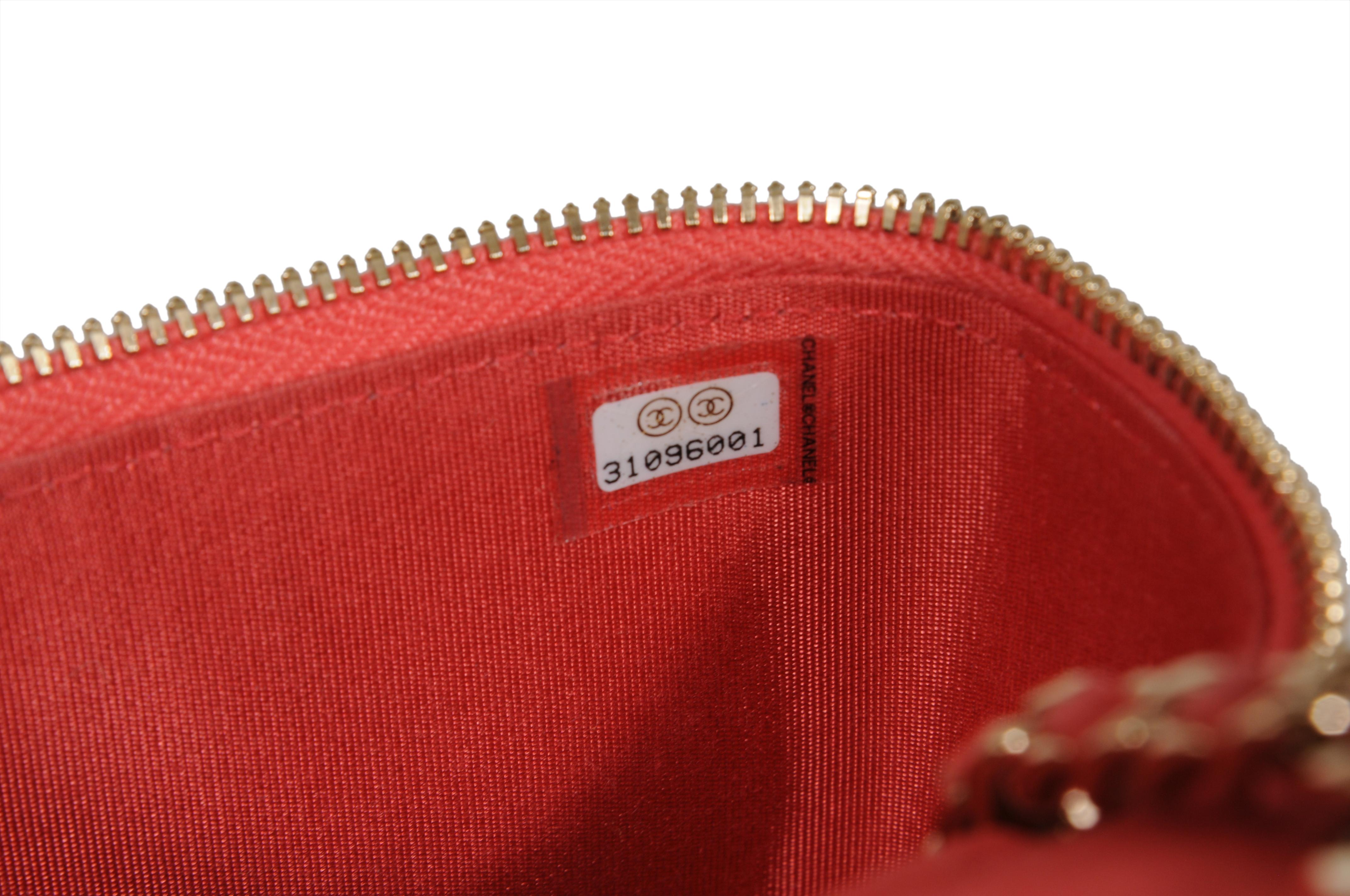 Chanel Womens Raffia Jute Striped Mini Vanity Case Bag With Chain Red Pink Beige en vente 15