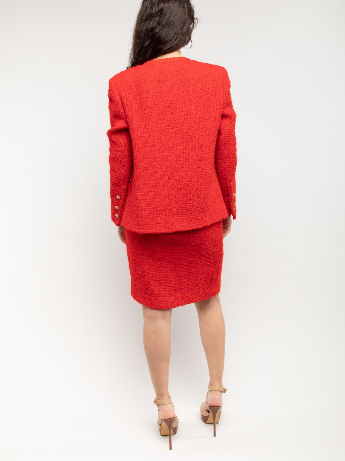 Chanel Women's Red Vintage Couture Tweed Suit 1