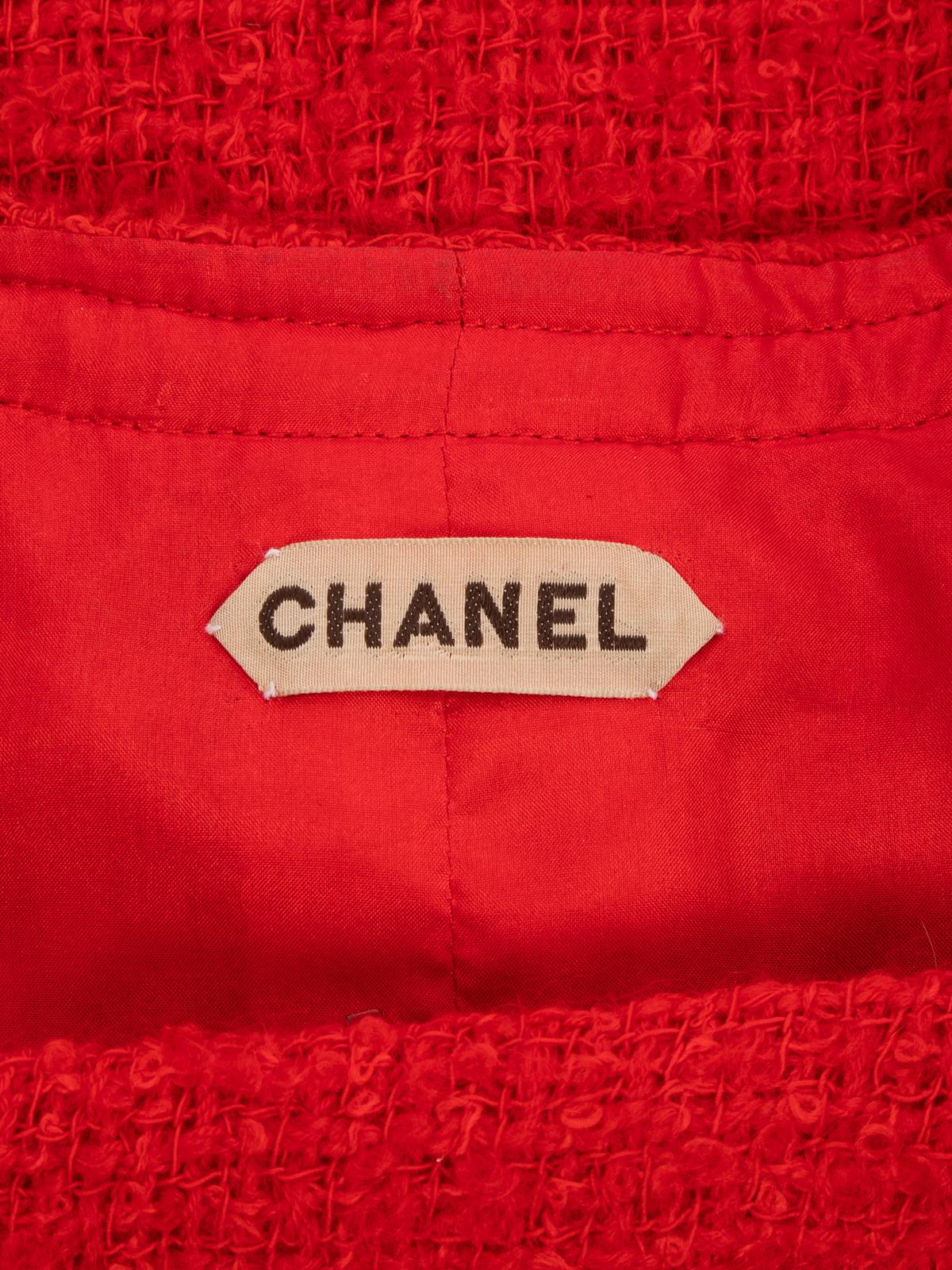 Chanel Women's Red Vintage Couture Tweed Suit 3