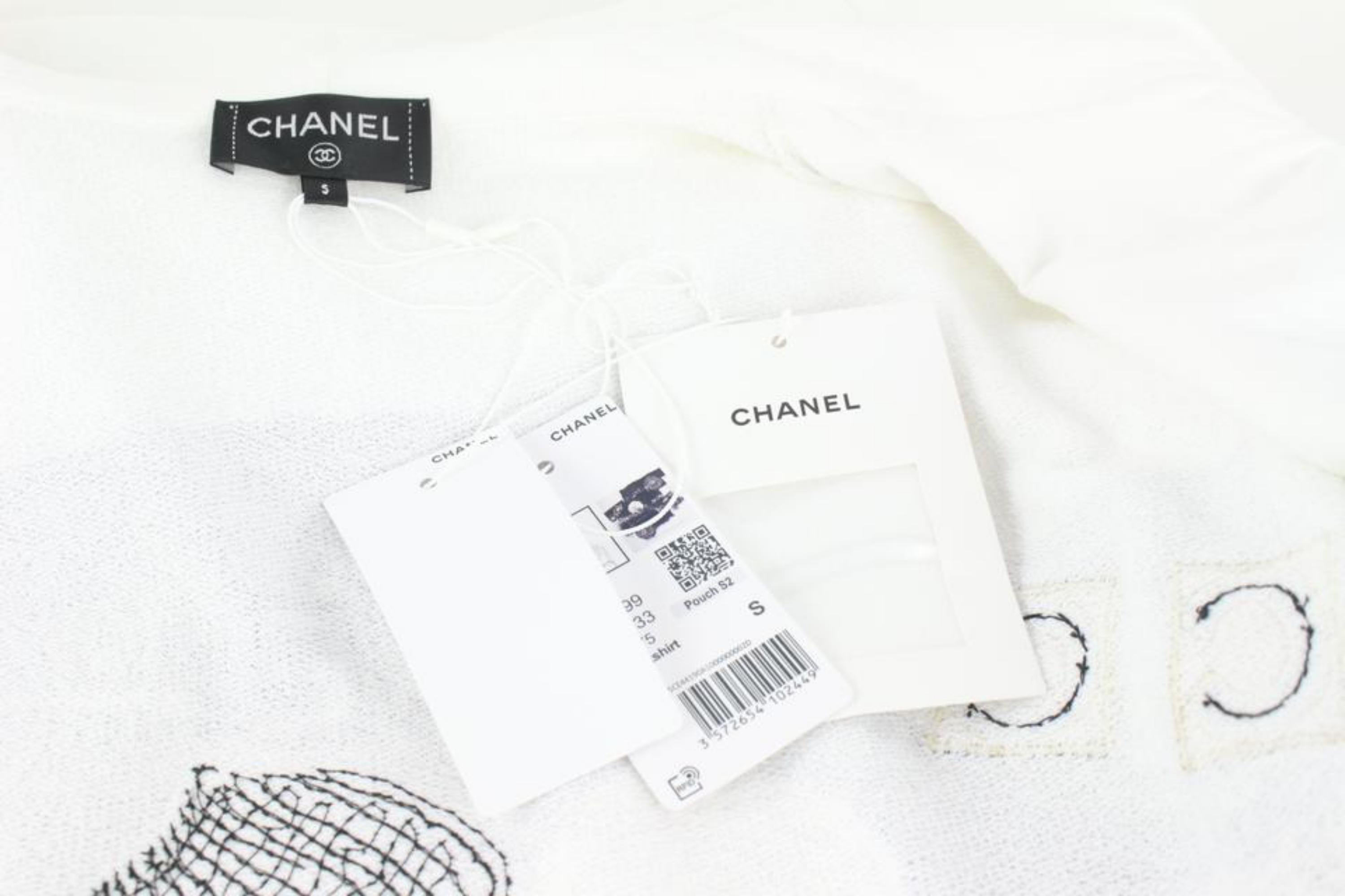Chanel Women's Small White Coco CC Logo Zip Up Hoodie Sweatshirt 112c1 For Sale 1