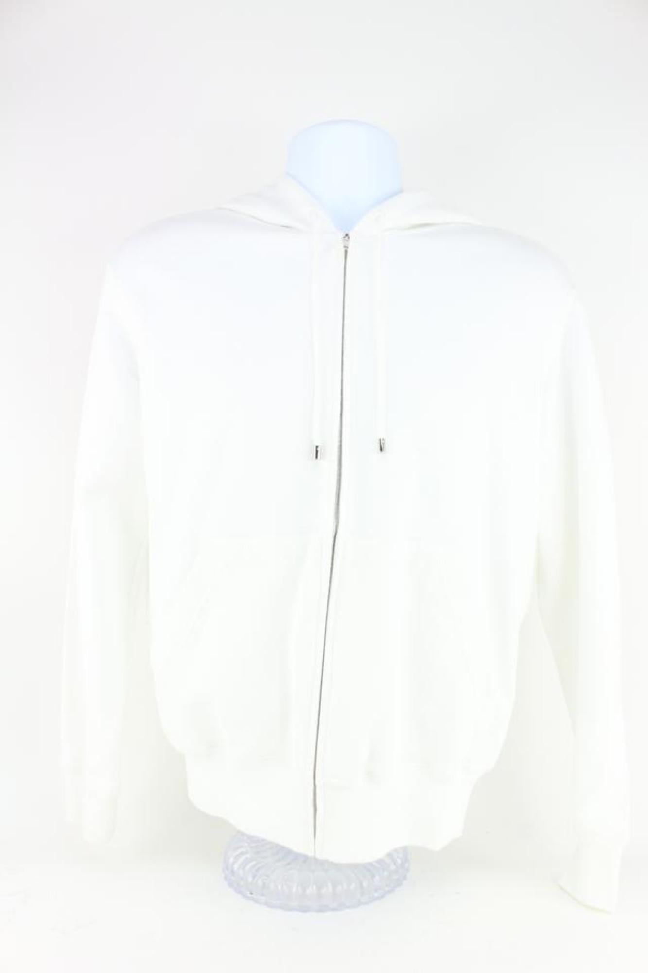 Chanel Women's Small White Coco CC Logo Zip Up Hoodie Sweatshirt 112c1 For Sale 2