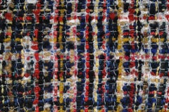 Chanel Womens Tube Top FR 38 Red Blue Tweed Stretch Summer CC Logo 21K Cruise