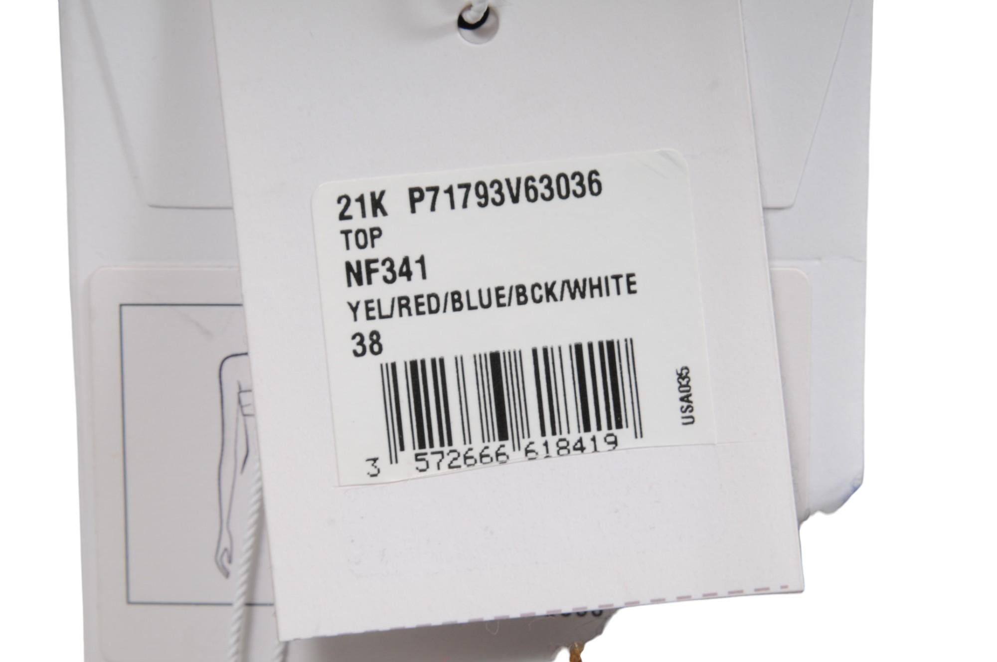 Chanel Womens Tube Top FR 38 Red Blue Tweed Stretch Summer CC Logo 21K Cruise en vente 4