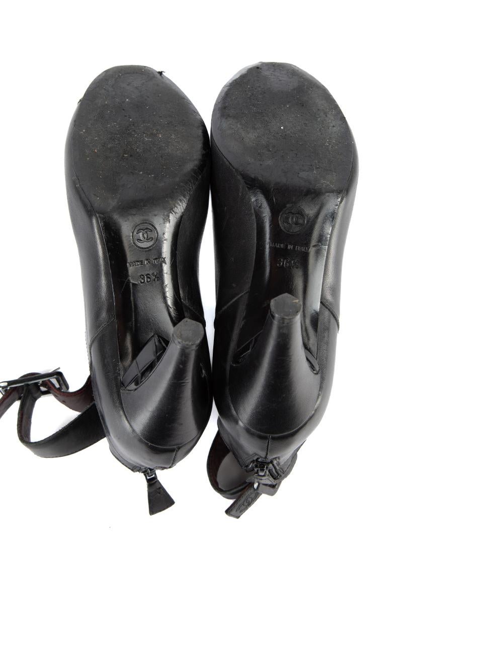 Chanel Women's Vintage Black Leather Cap Toe Ankle Boot 1