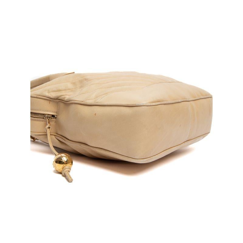 Chanel Women's Vintage Chevron Gold Hardware Top Handle Bag Beige 1