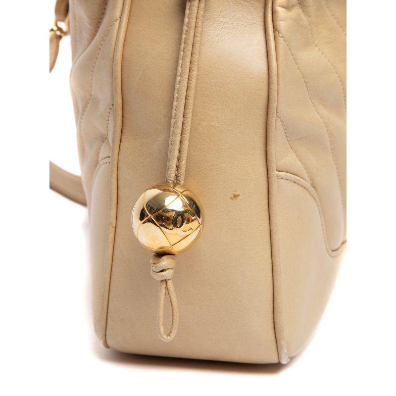 Chanel Women's Vintage Chevron Gold Hardware Top Handle Bag Beige 5
