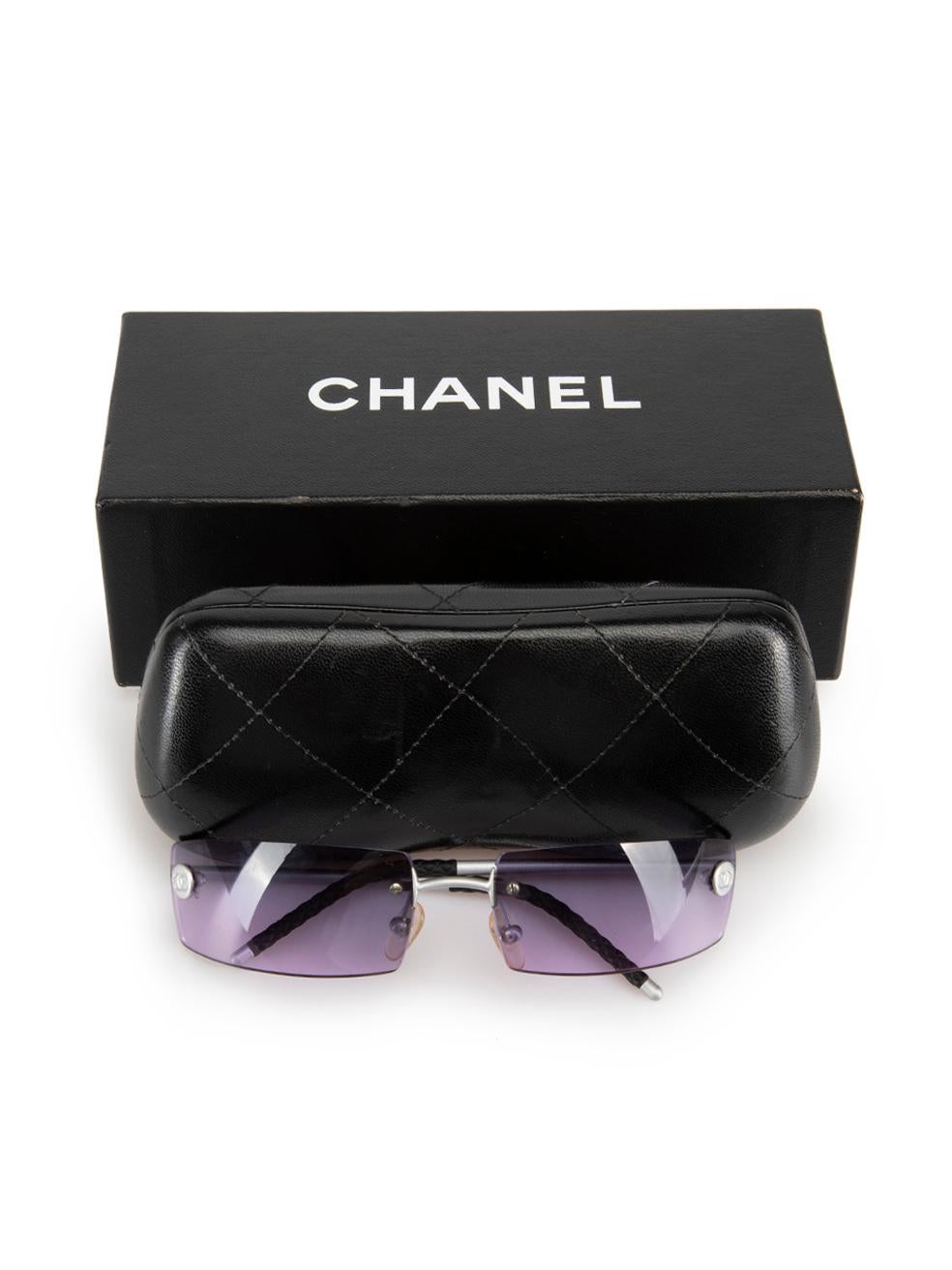 Chanel Women's Vintage Purple Rectangle Lens Sunglasses In Good Condition In London, GB