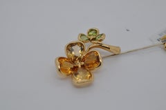 Chanel Women's Yellow Gold Floral Gemstone Pin