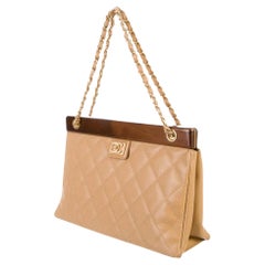 Chanel Wood Medium Beige Caviar Leather Shoulder Timeless Tote