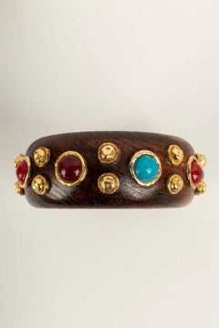 Chanel Wooden and Golden Metal Bracelet