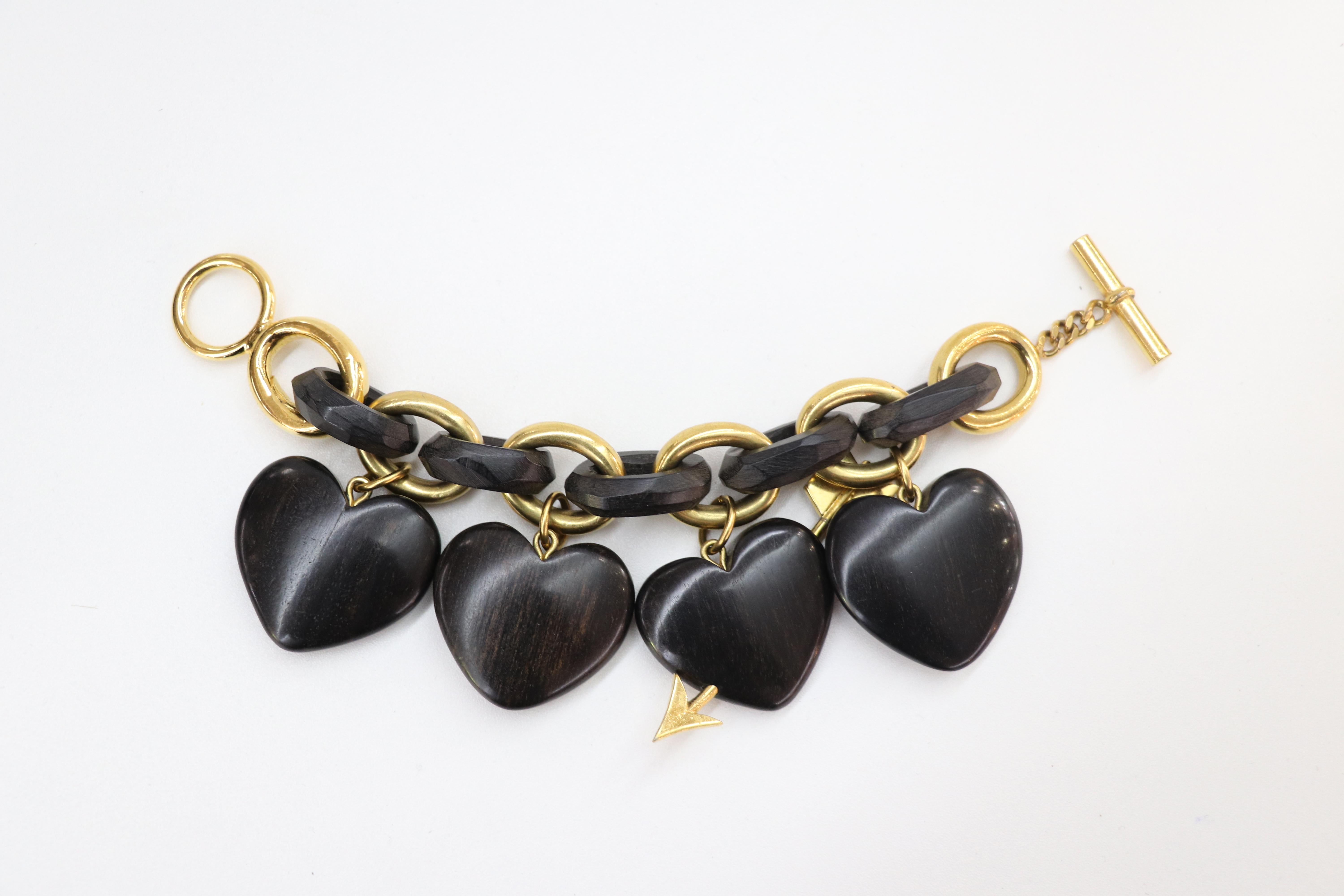 Chanel Wooden Heart Charm Bracelet Col 28 1