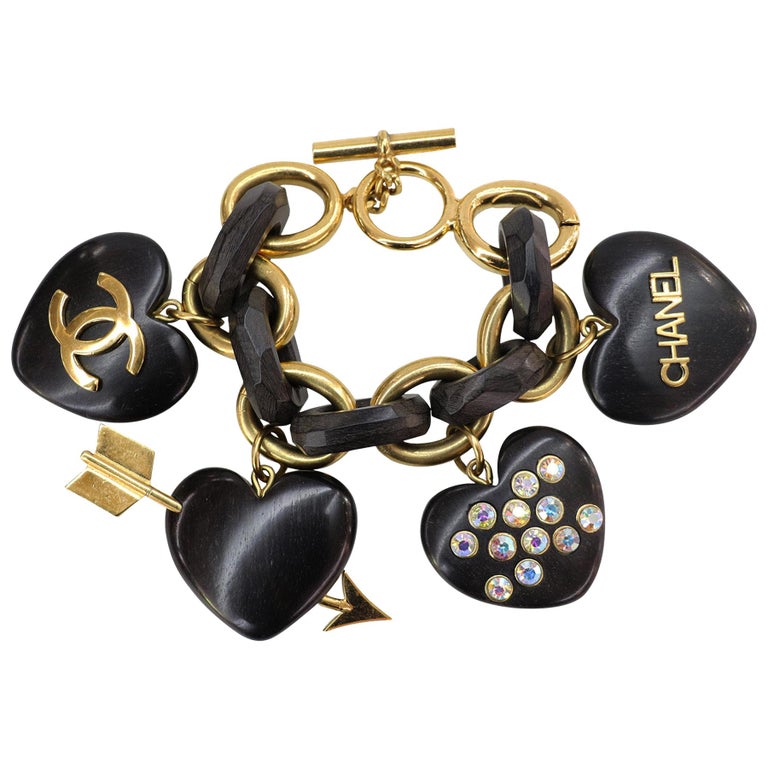 Chanel Wooden Heart Charm Bracelet Col 28