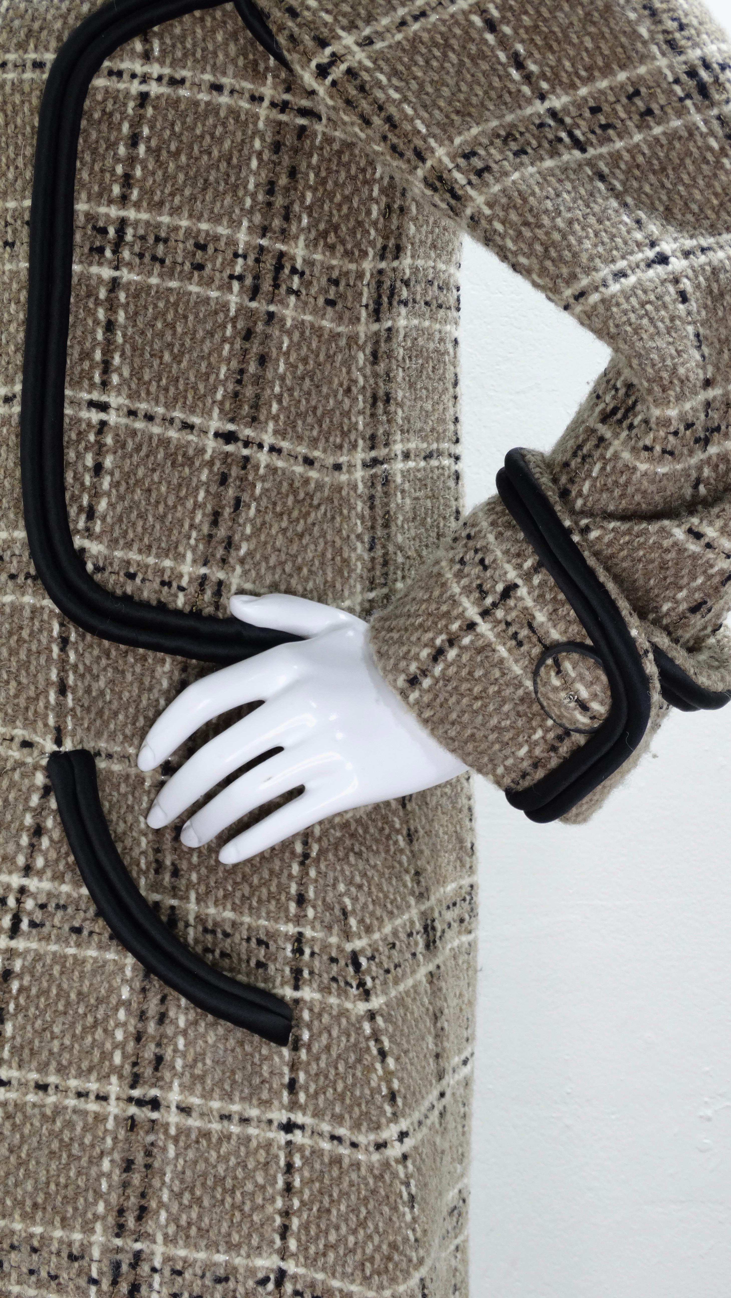 Women's Chanel Wool Beige Tweed Long Coat For Sale