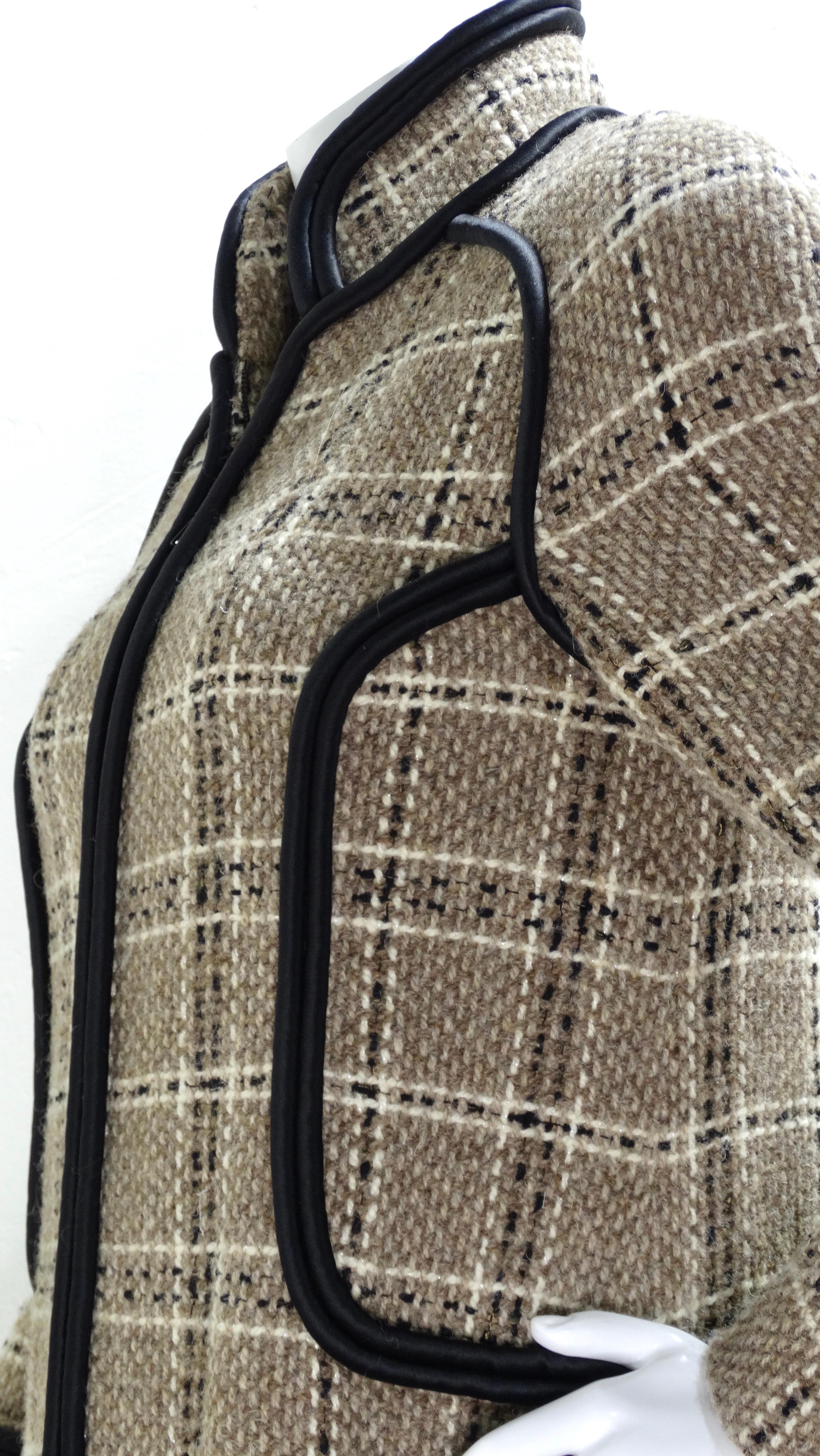 Chanel Wool Beige Tweed Long Coat For Sale 1