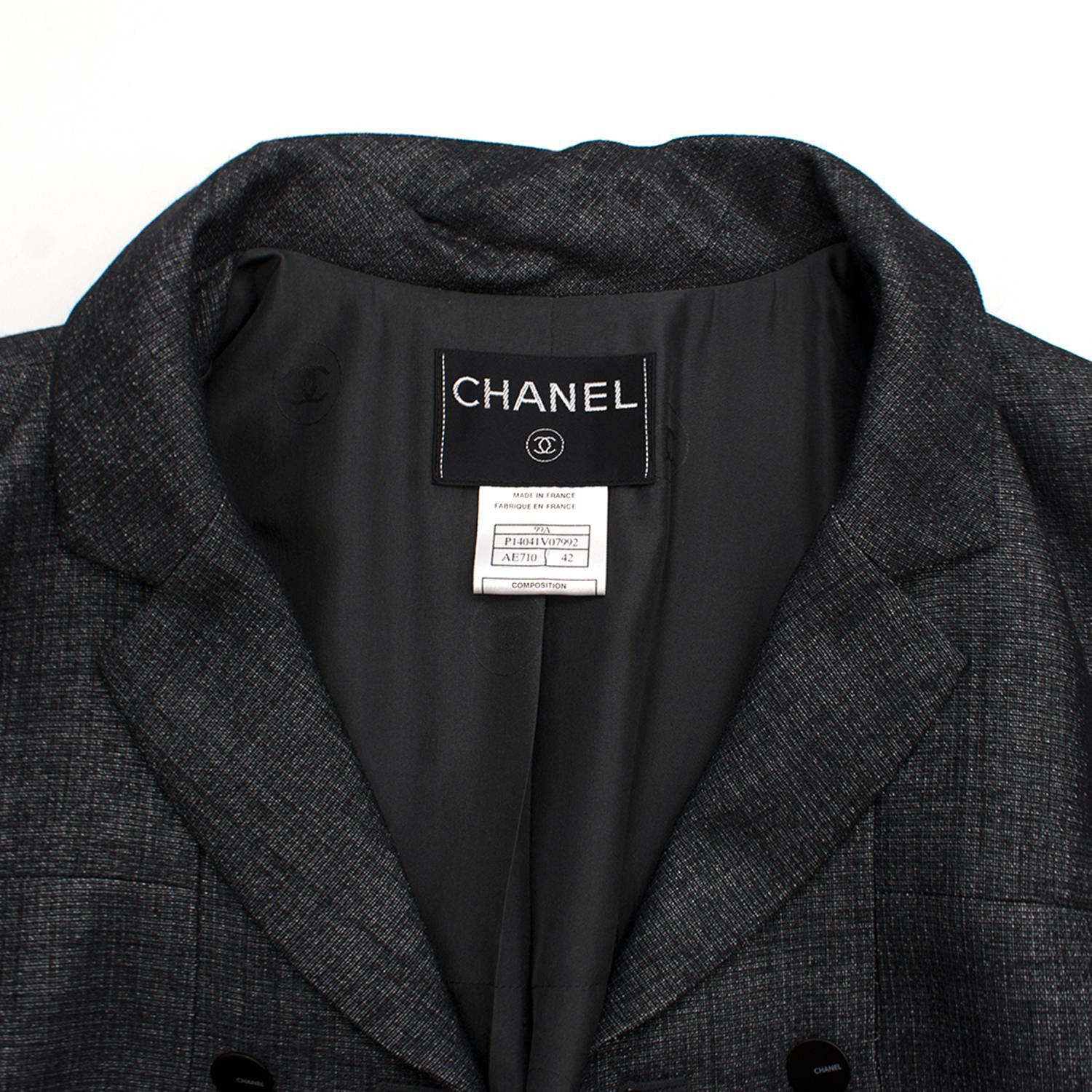 Chanel Wool Blend Grey Coat  For Sale 2