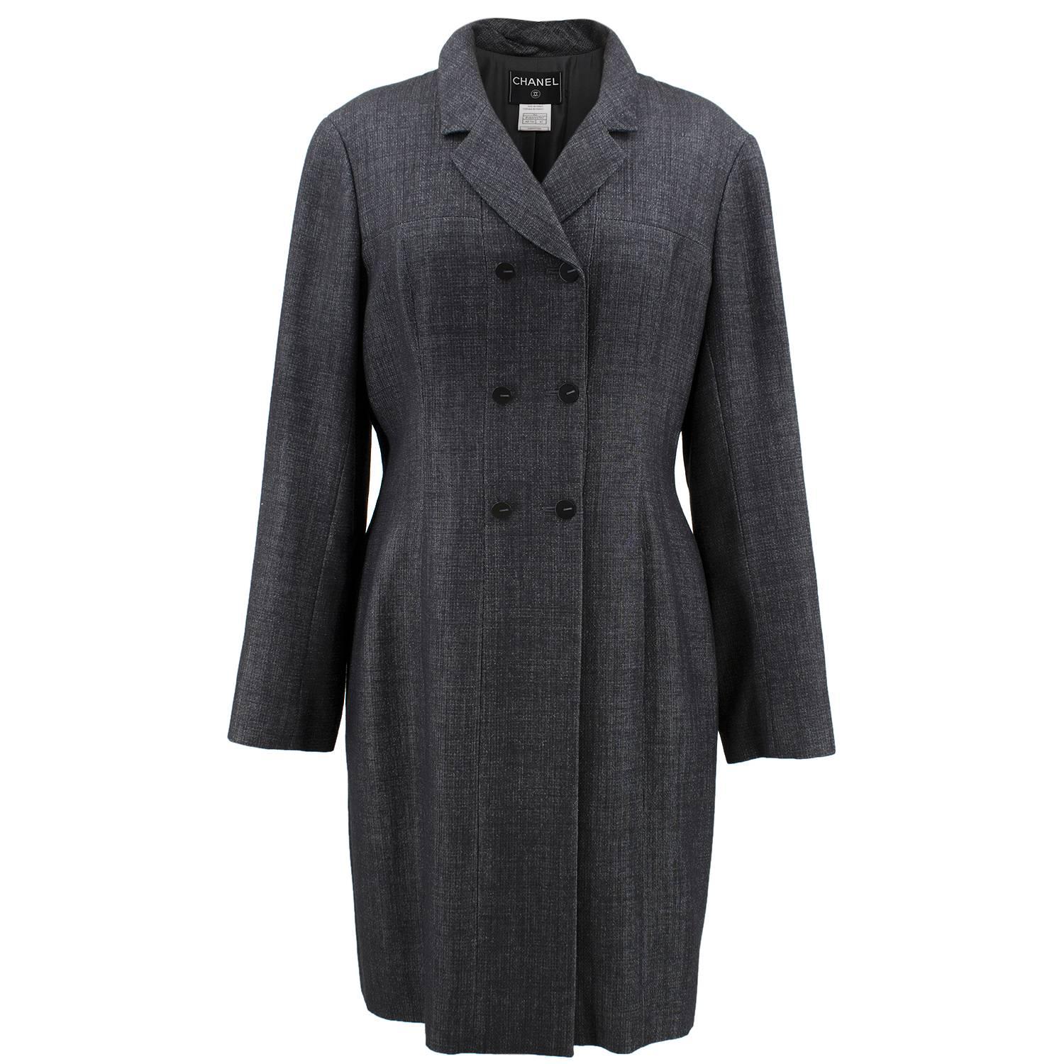 Chanel Wool Blend Grey Coat  For Sale