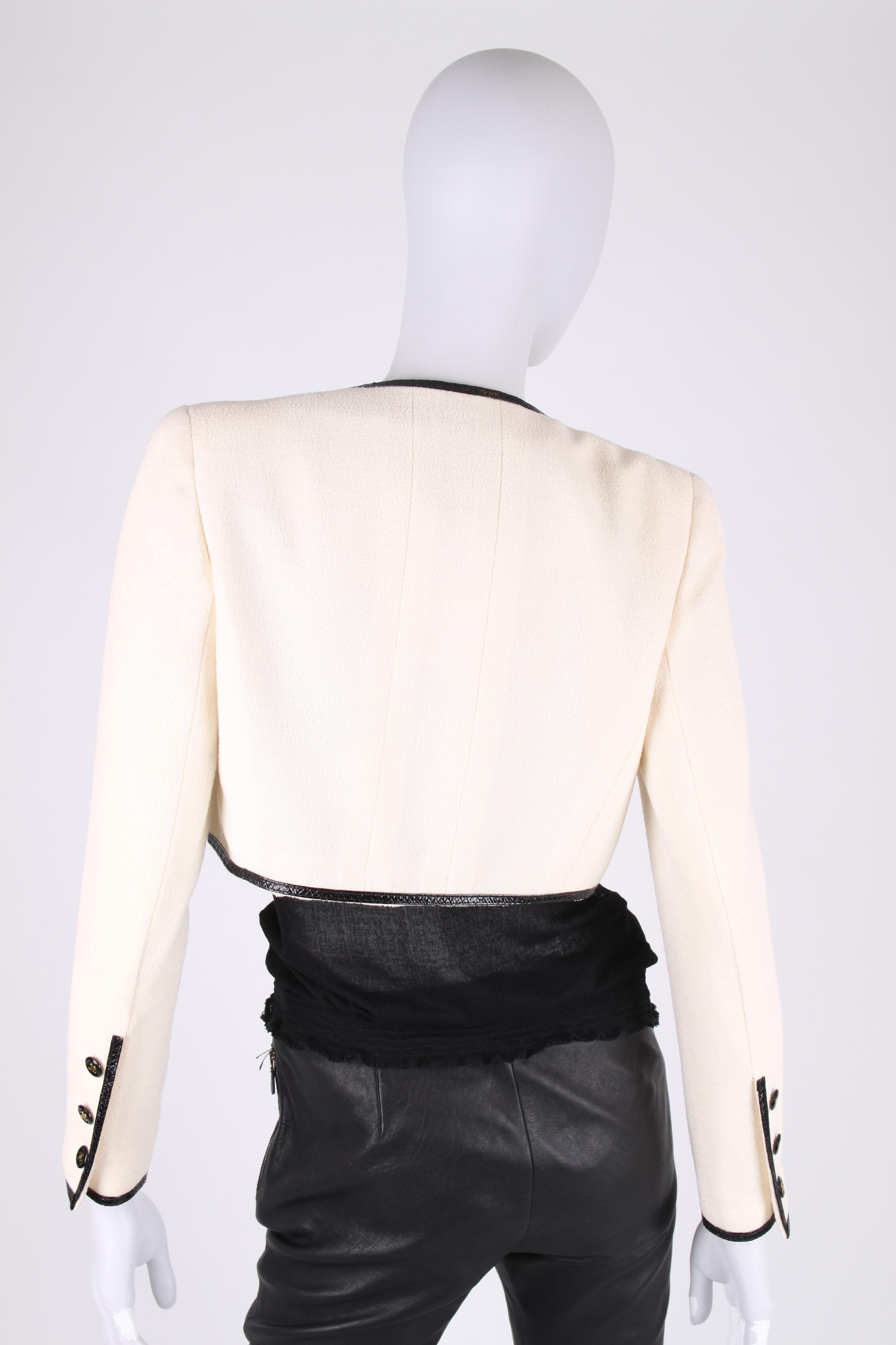 Women's Chanel Wool Bolero Jacket - white/black 1995