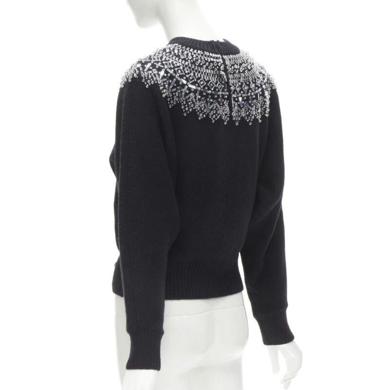 CHANEL wool cashmere black crystal bead embellished fairisle sweater FR34 XS 2