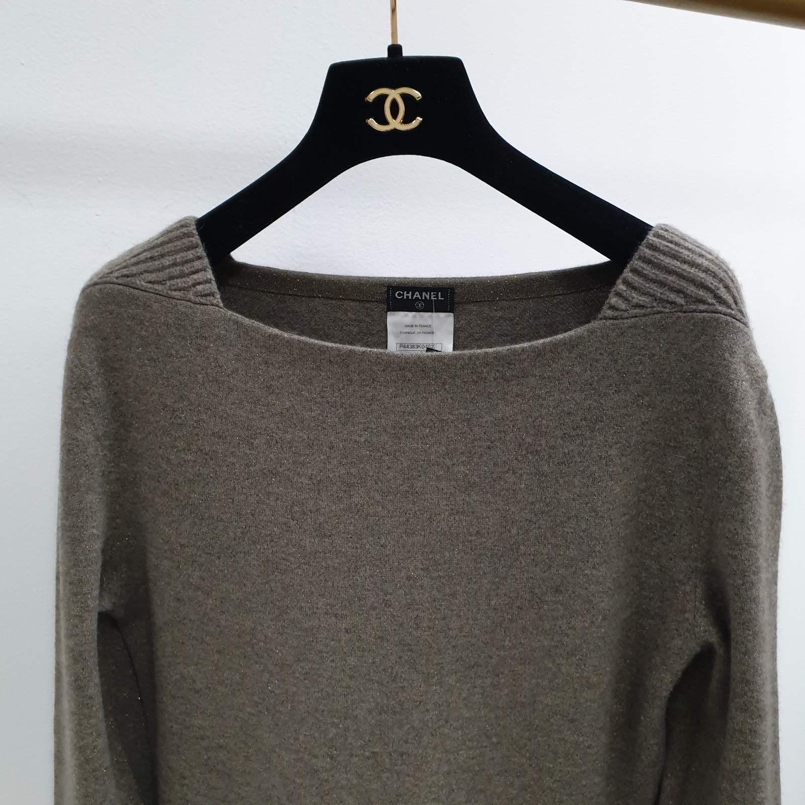 Chanel Wool Cashmere Lurex Knit CC Logo Buttons Sweater Dress  2