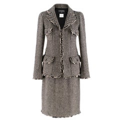 Chanel Wool Chevron Tweed Jacket 
Skirt SIZE S
