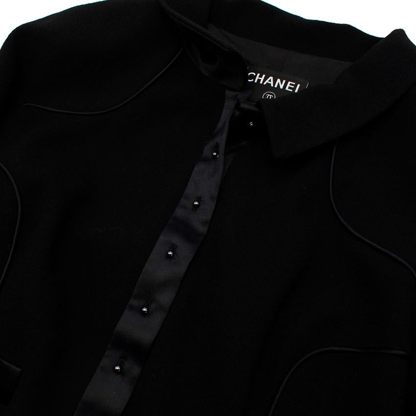 Chanel Wool Crepe Satin Trimmed Jacket In Excellent Condition For Sale In London, GB