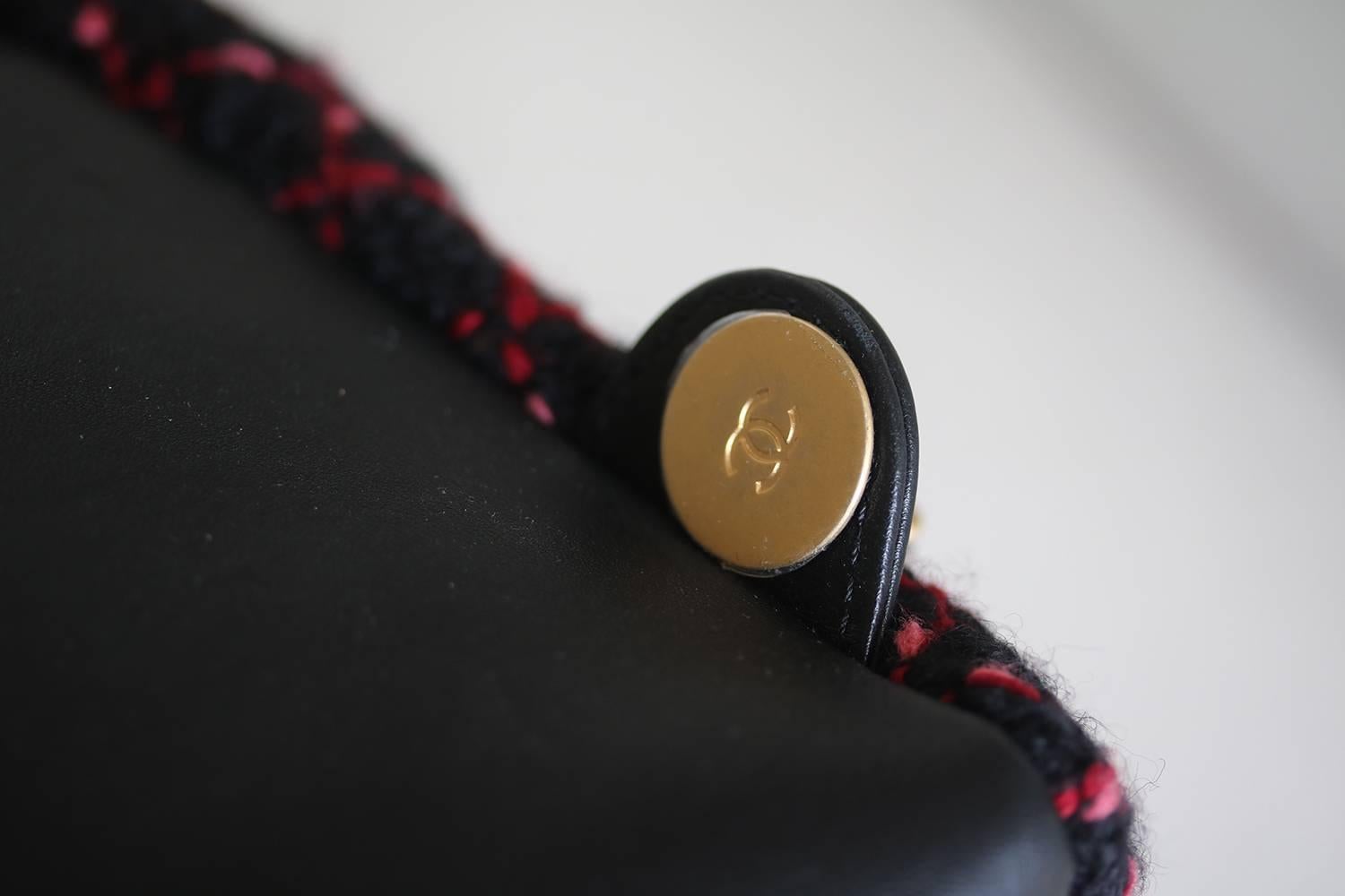 Chanel Wool Knit Mini Tweed Backpack Bag In Excellent Condition In London, GB