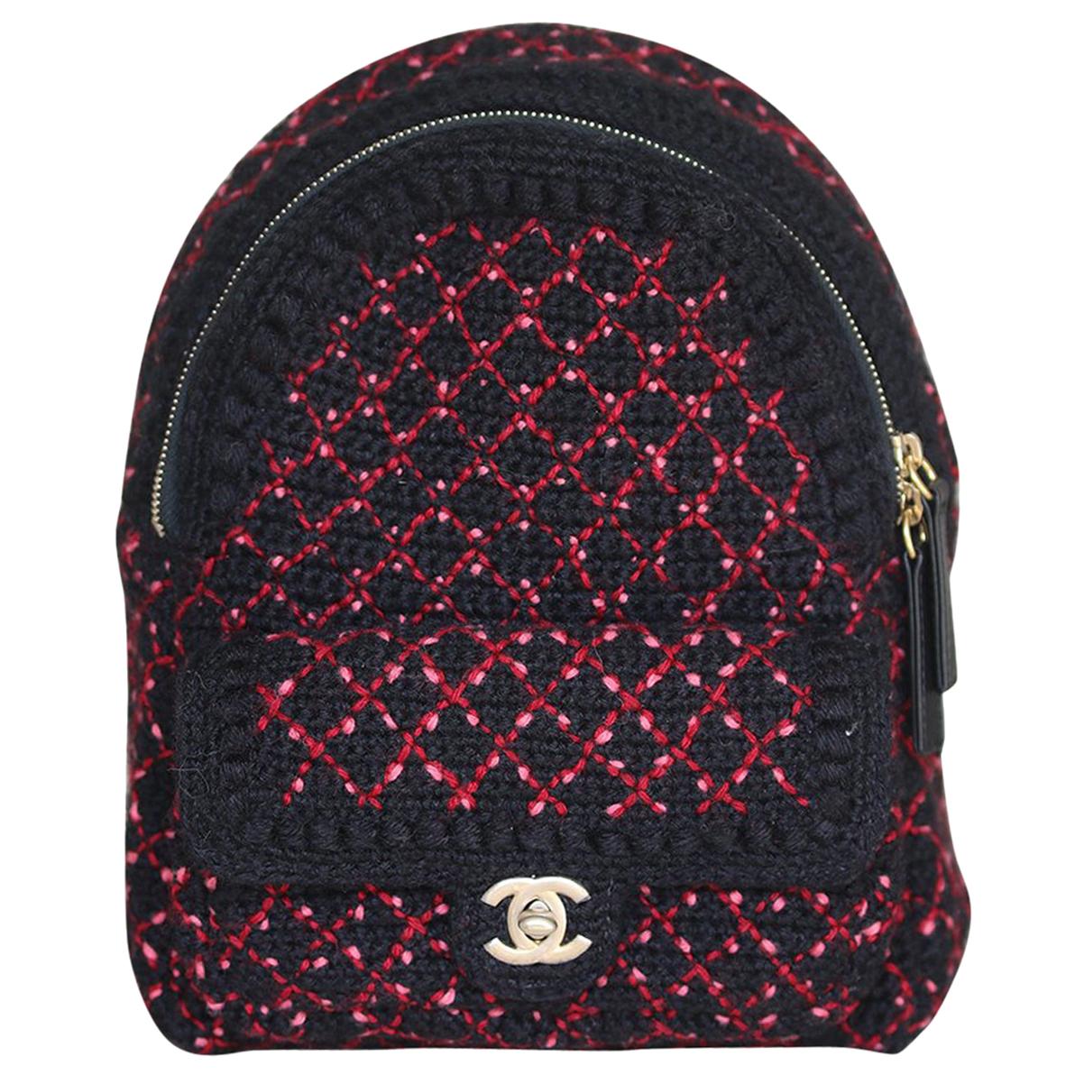Chanel Wool Knit Mini Tweed Backpack Bag 