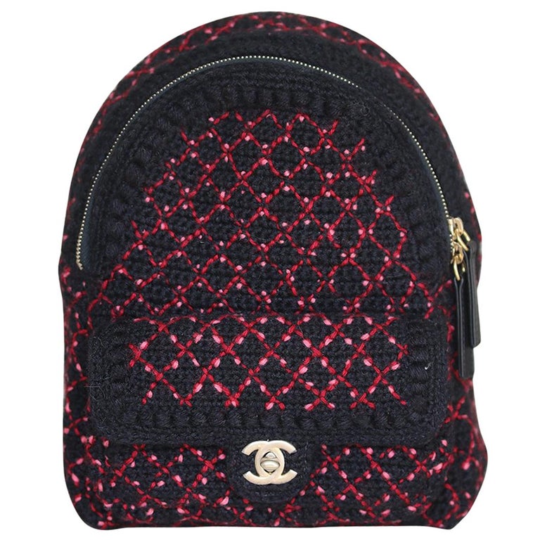 Chanel Wool Knit Mini Tweed Backpack Bag  For Sale