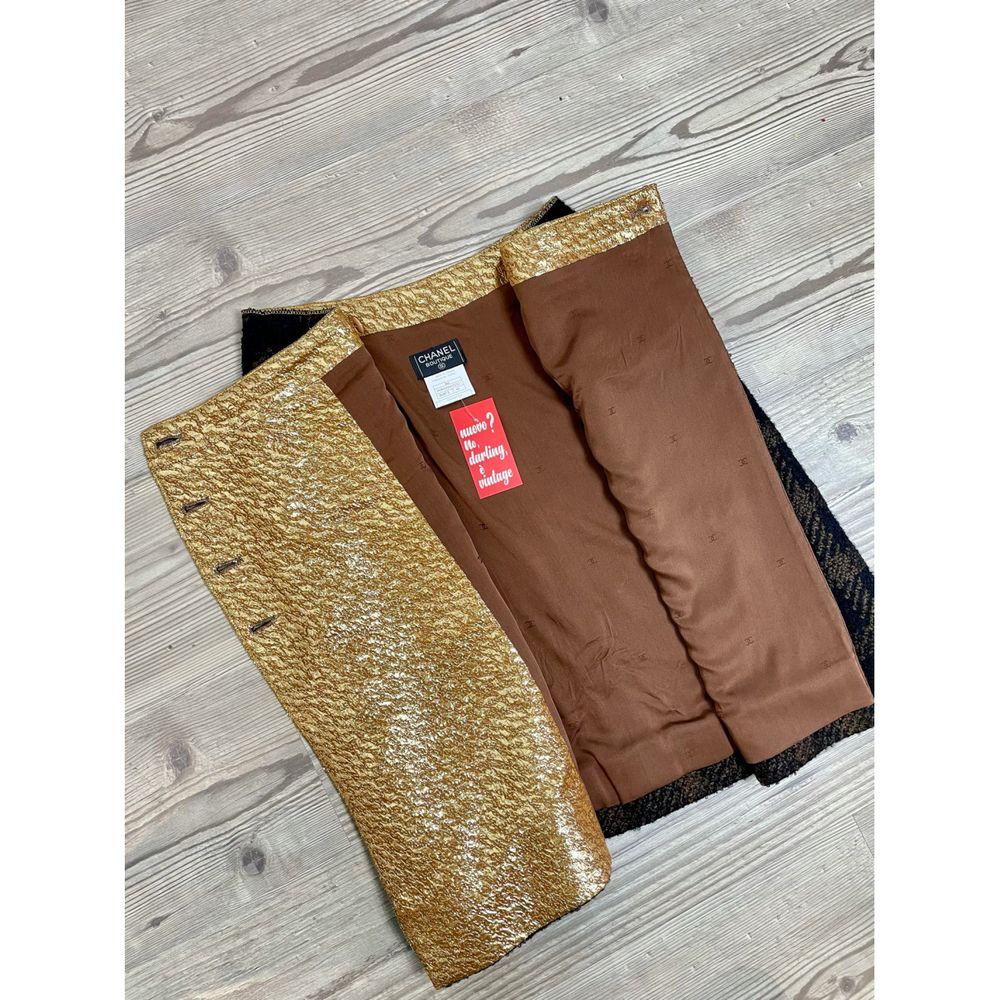 Black Chanel Wool Mid-Length Skirt in Brown For Sale