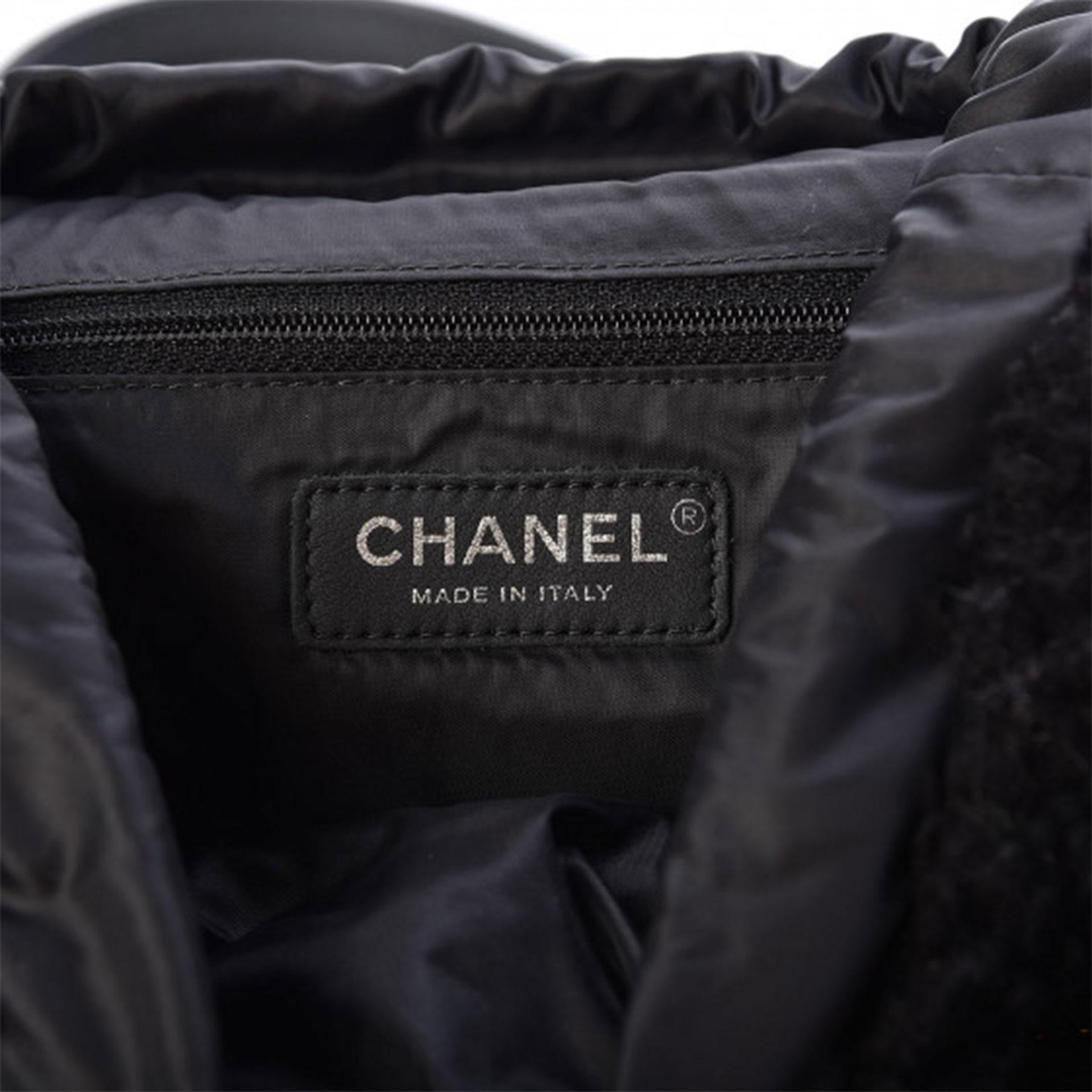 Chanel Wool Nylon Quilted Coco Neige Black Backpack For Sale 3