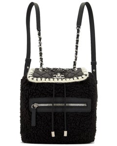 Chanel 2018 Shearling Wool Nylon Quilted Coco Neige Duma Black Backpack