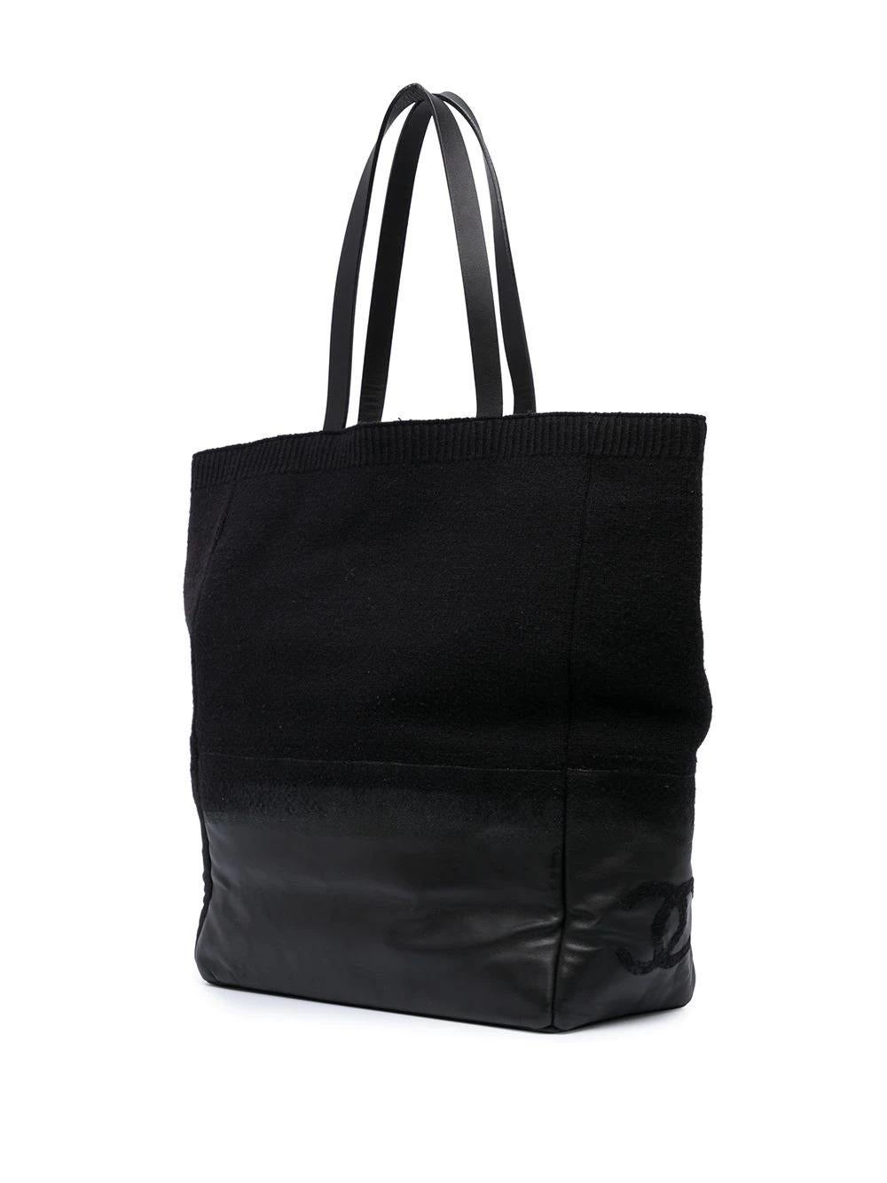 Black Chanel Wool Tote Bag
