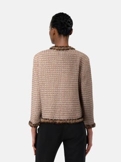 Chanel Wool Tweed Fur Trim Jacket Size XXXL