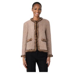 Chanel Wool Tweed Fur Trim Jacket Size XXXL