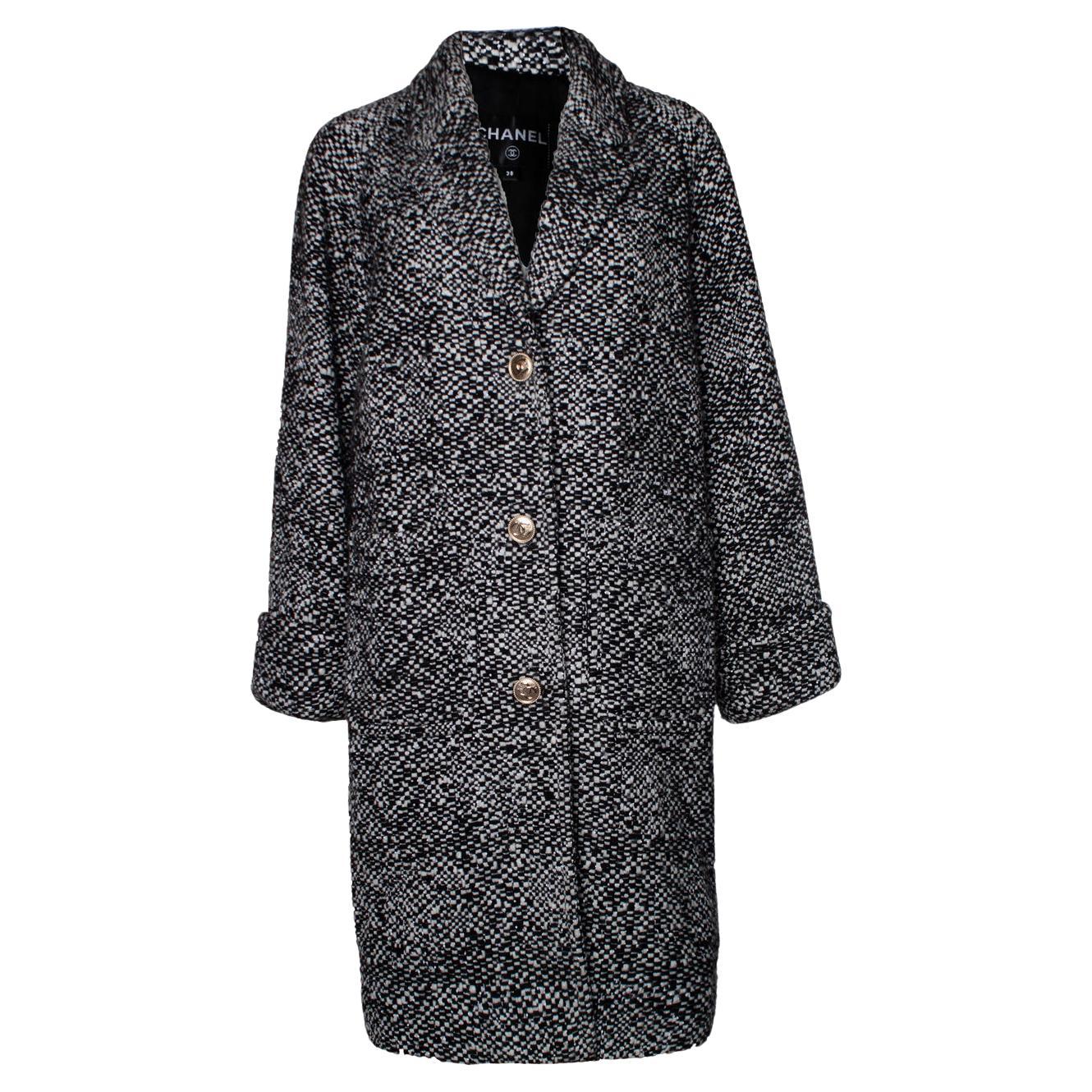 Chanel, Wool tweed sequinned coat For Sale