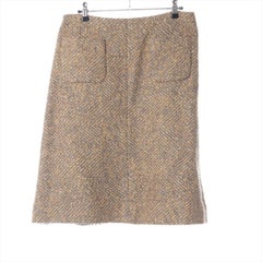 Chanel Wool Tweed Skirt Gold x Gray