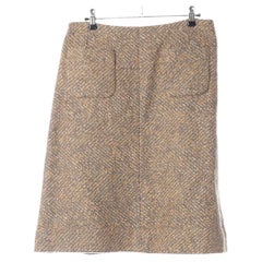 Chanel Wool Tweed Skirt Gold x Gray