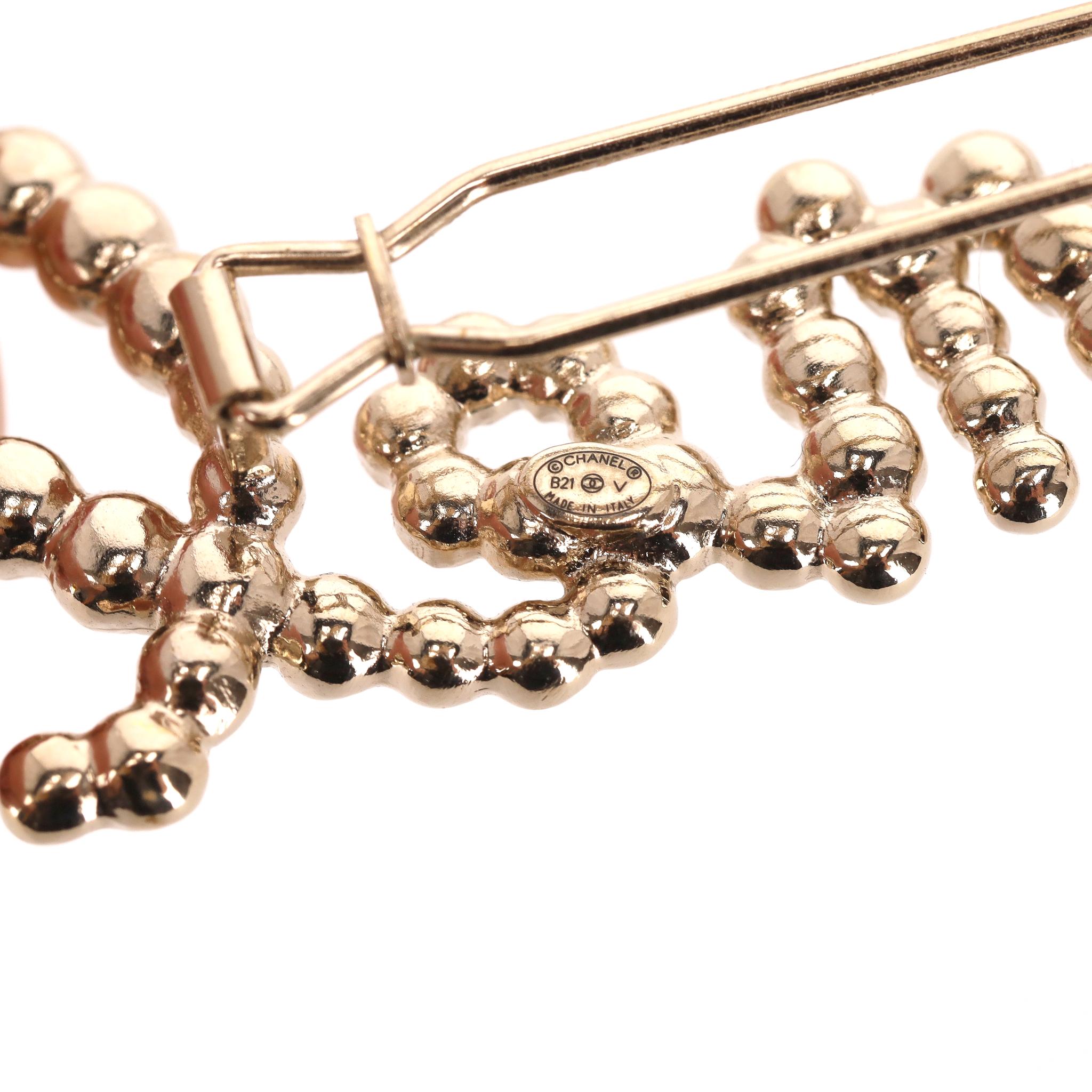 Women's Chanel Word Logo Glass Pearl & Crystal Hair Clip For Sale