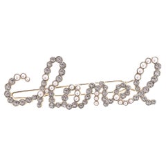 Chanel Word Logo Glass Pearl & Crystal Hair Clip