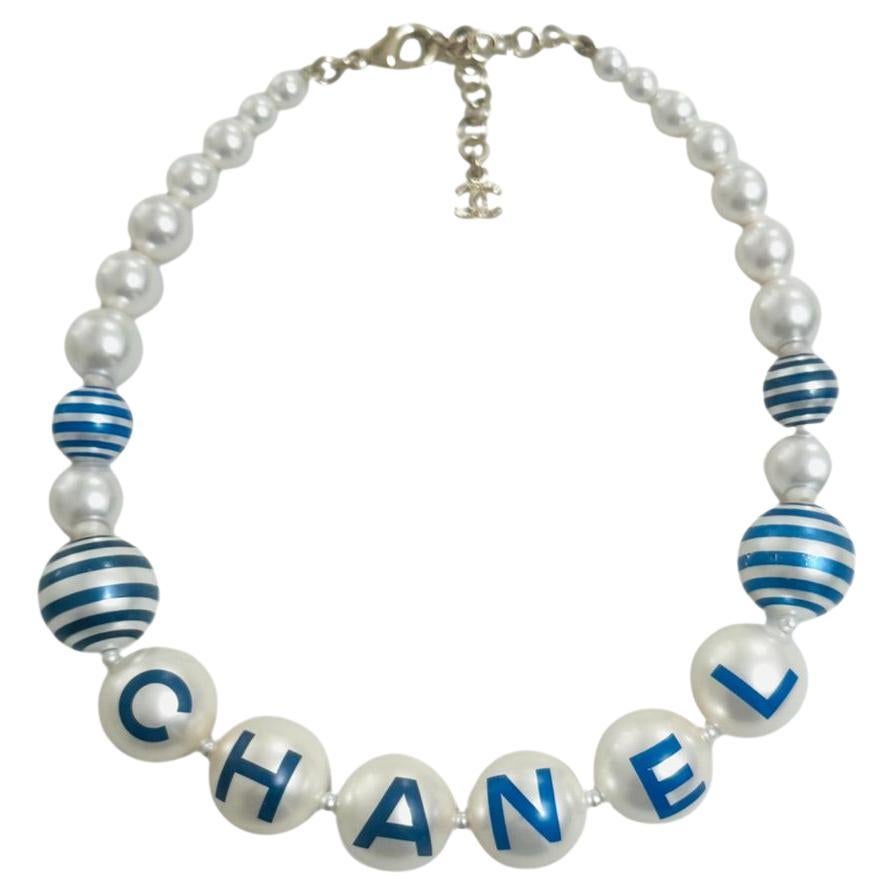 Chanel  Worded Pearl Chocker Necklace From The 'La Pausa' Collection For Sale