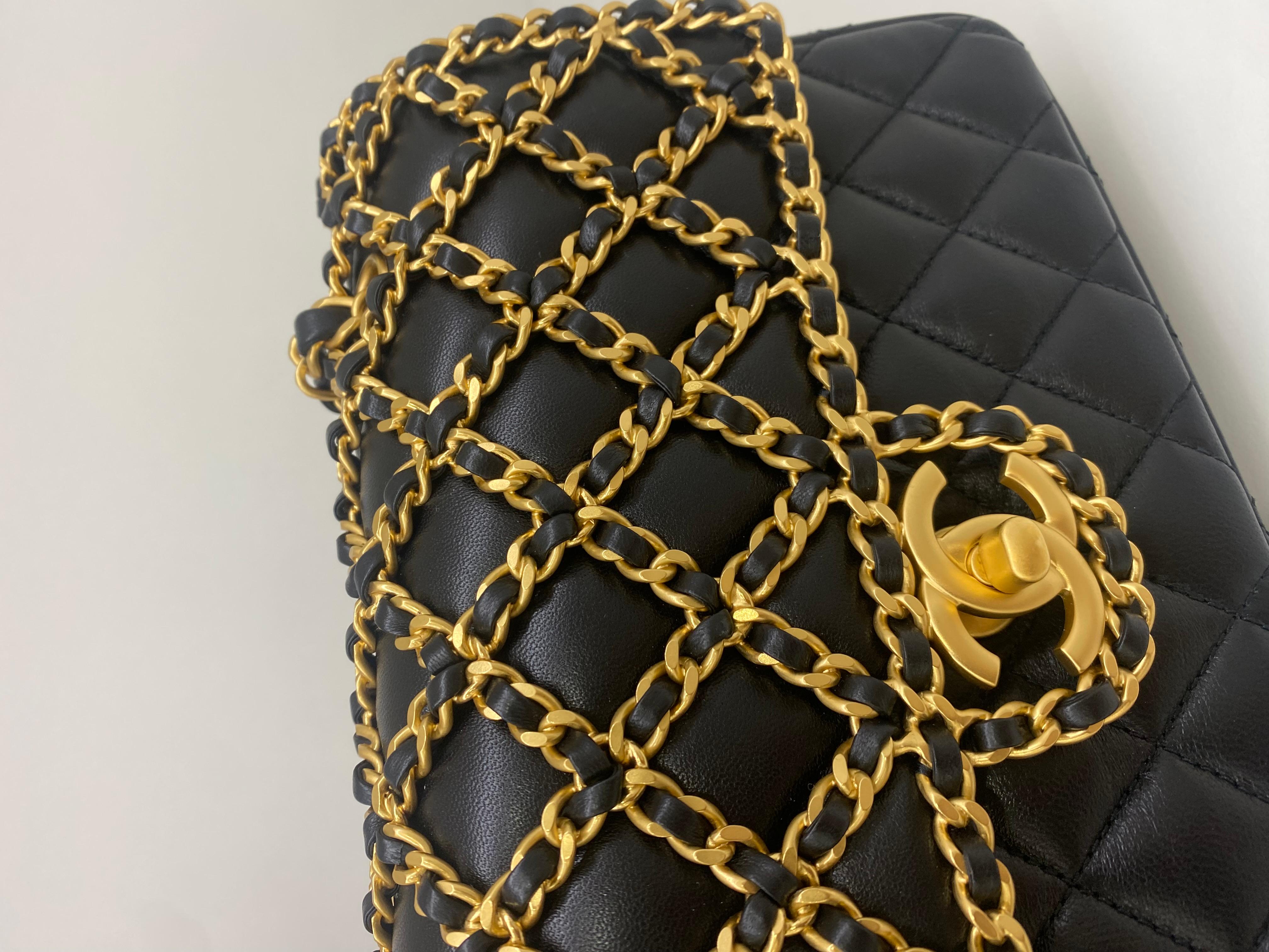 Chanel Woven Chain Classic Flap Exclusive Black GHW For Sale 6